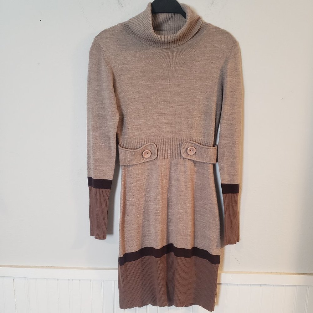I.N. San Francisco Brown Turtleneck Sweater Dress